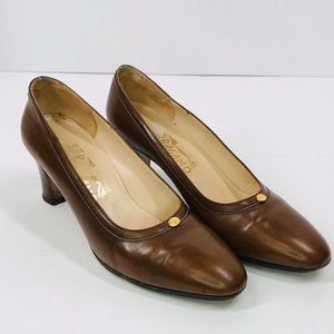 Salvatore Ferragamo Brown Leather Italian VTG Pump